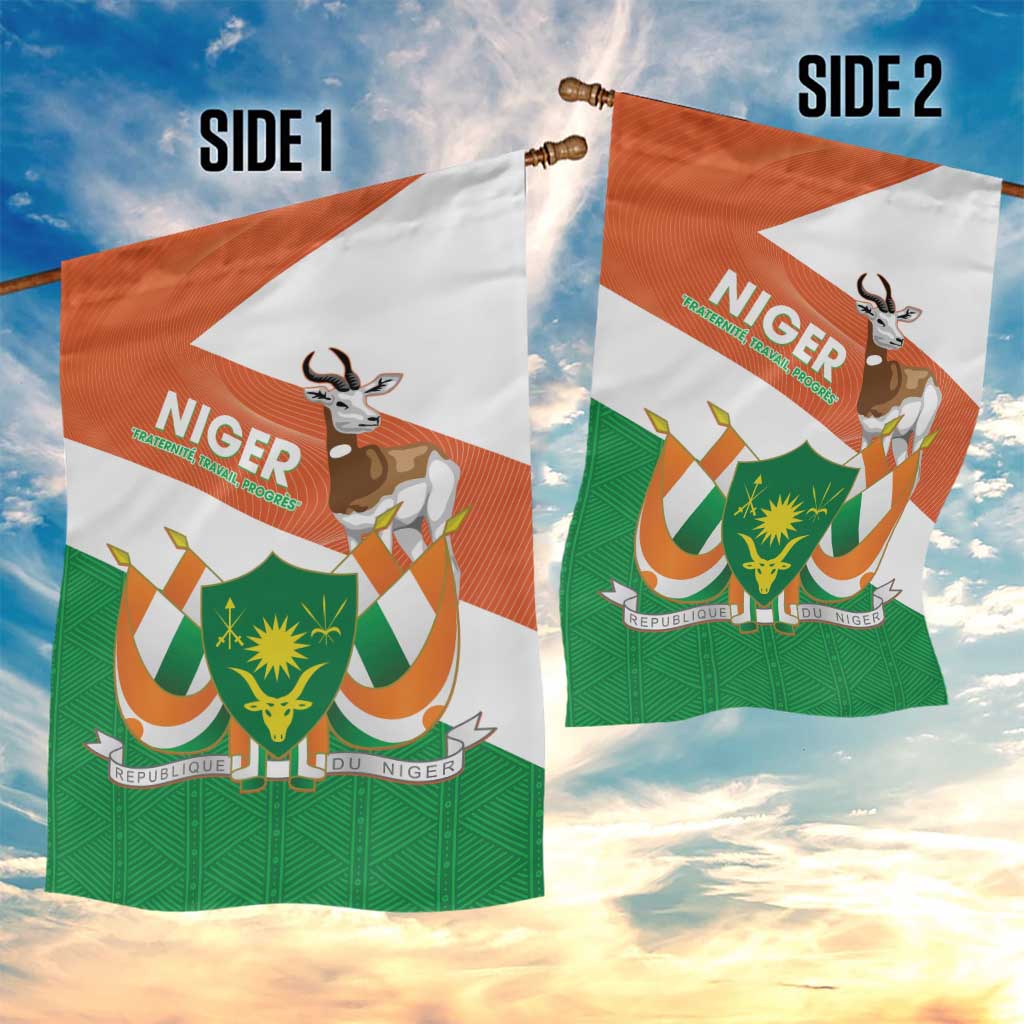 Afro Niger Garden Flag Dama Gazelle African Pattern - Republic Day
