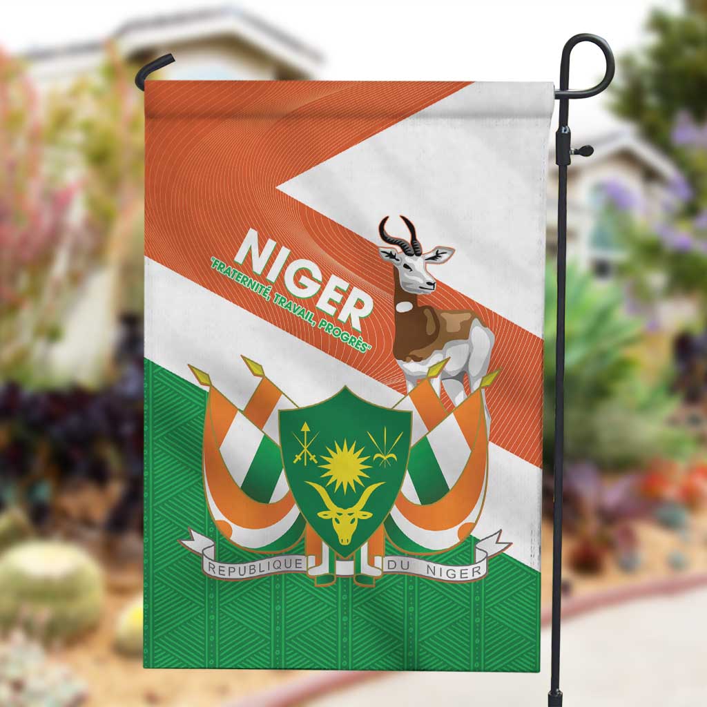 Afro Niger Garden Flag Dama Gazelle African Pattern - Republic Day