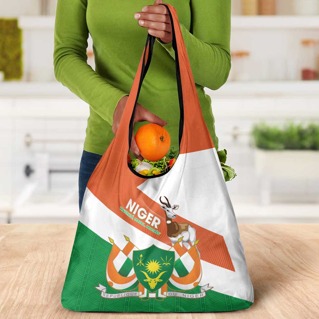 Afro Niger Grocery Bag Dama Gazelle African Pattern - Republic Day