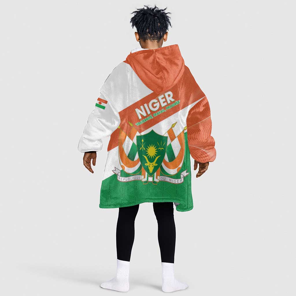 Afro Niger Kid Wearable Blanket Hoodie Dama Gazelle African Pattern - Republic Day