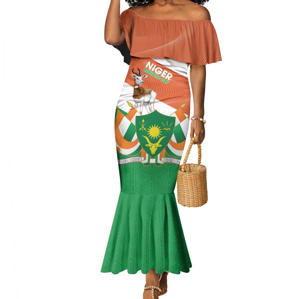 Afro Niger Mermaid Dress Dama Gazelle African Pattern - Republic Day