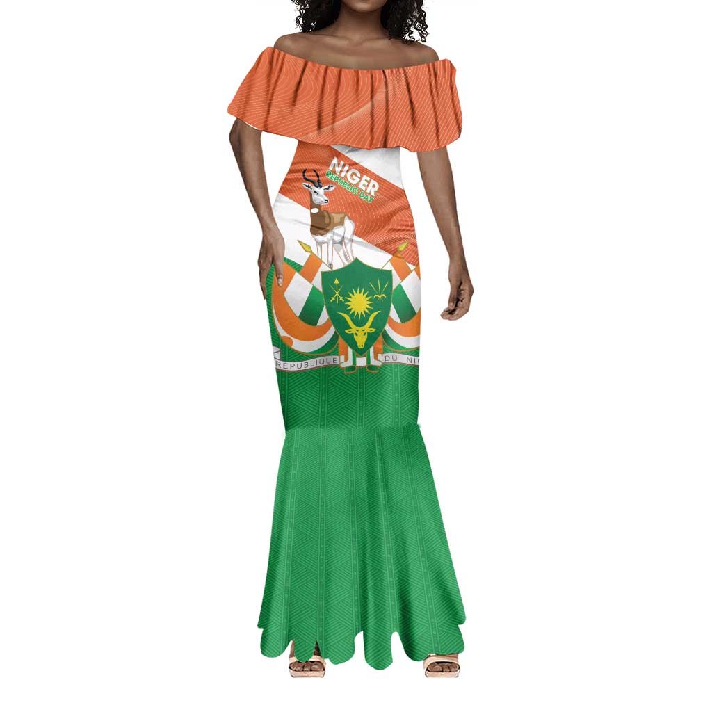 Afro Niger Mermaid Dress Dama Gazelle African Pattern - Republic Day