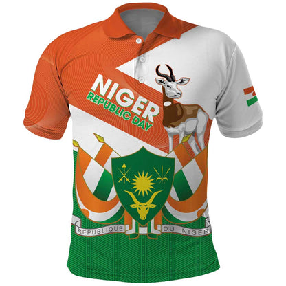 Afro Niger Polo Shirt Dama Gazelle African Pattern - Republic Day