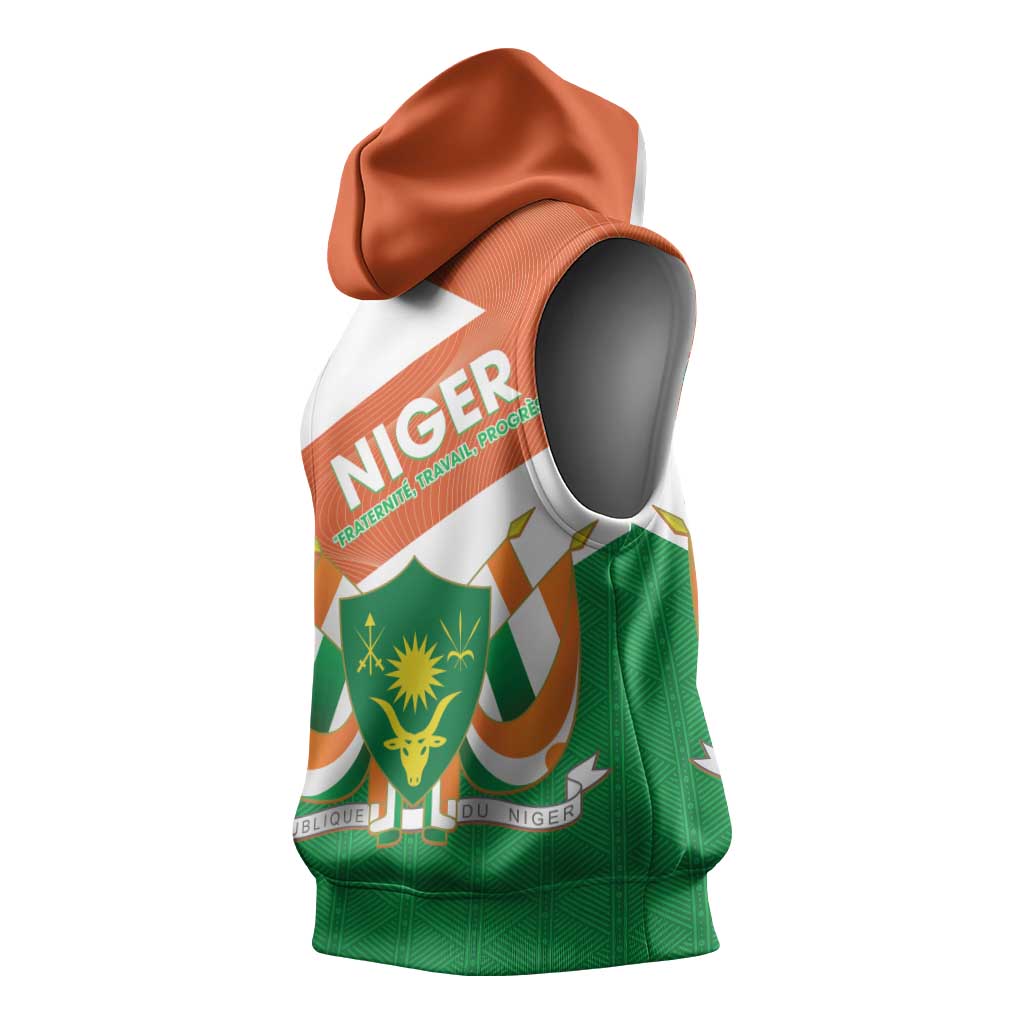 Afro Niger Sleeveless Hoodie Dama Gazelle African Pattern - Republic Day - African Pride