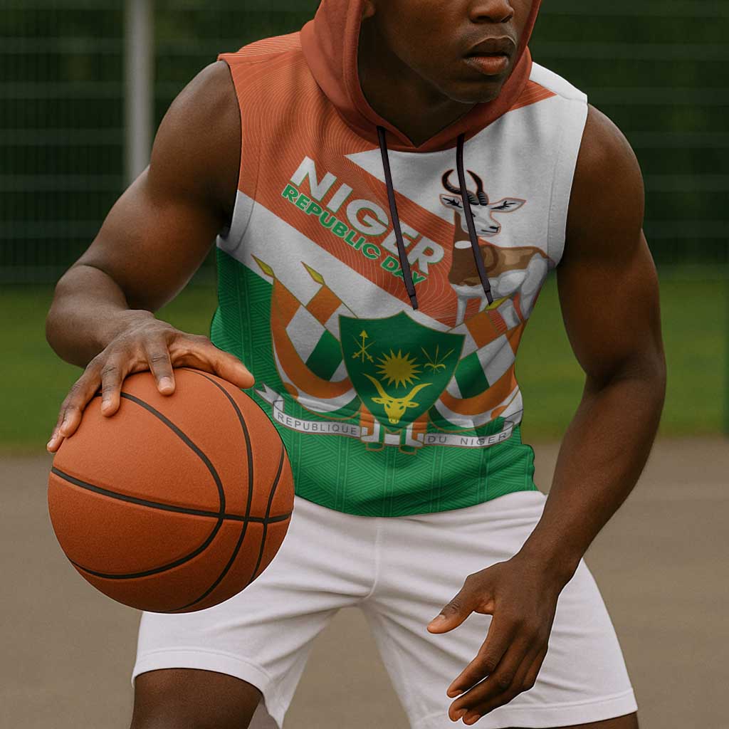 Afro Niger Sleeveless Hoodie Dama Gazelle African Pattern - Republic Day - African Pride