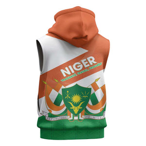 Afro Niger Sleeveless Zip Hoodie Dama Gazelle African Pattern - Republic Day - African Pride