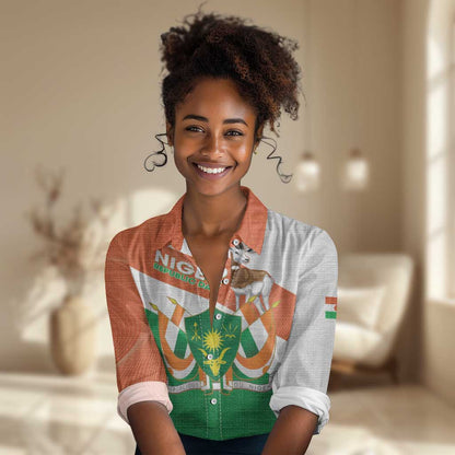 Afro Niger Women Casual Shirt Dama Gazelle African Pattern - Republic Day LT14