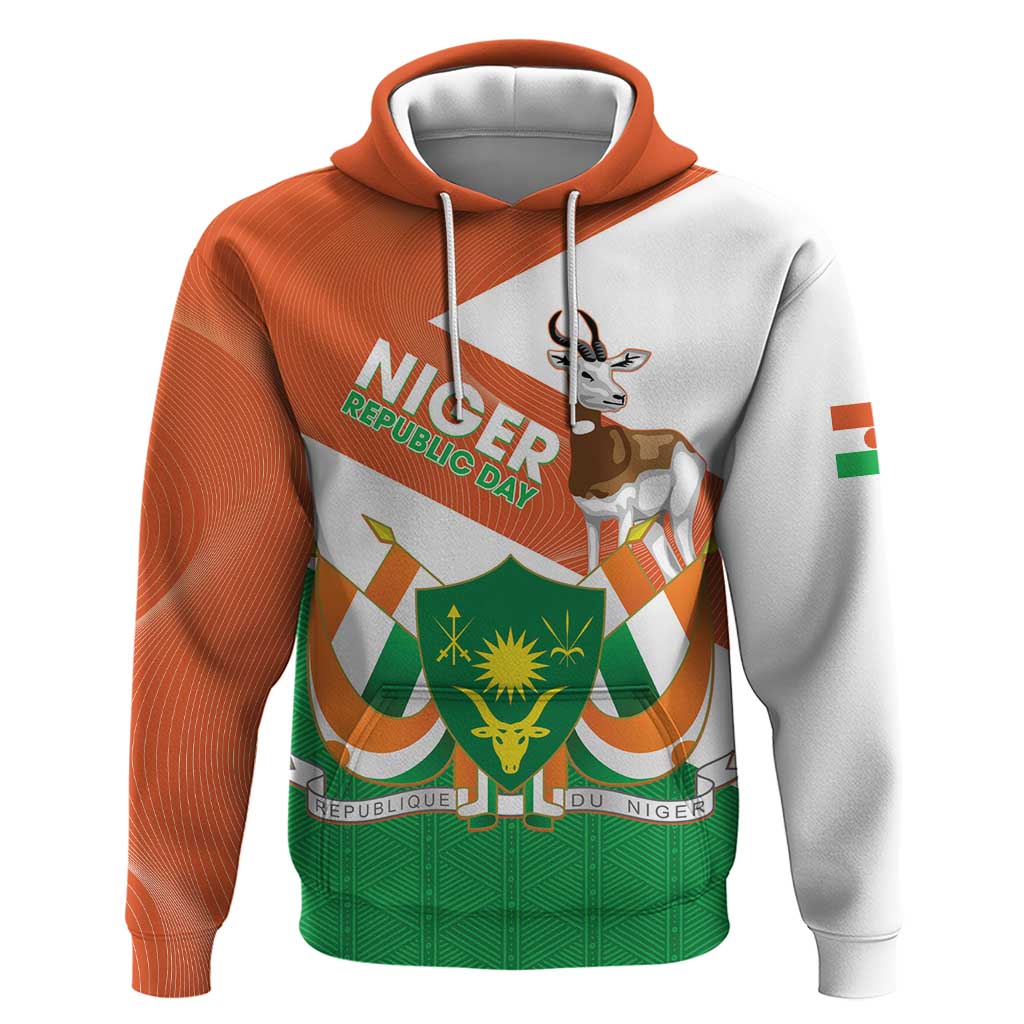 Afro Niger Zip Hoodie Dama Gazelle African Pattern - Republic Day
