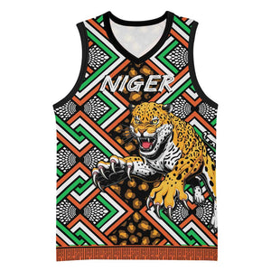 Personalized Afro Niger Basketball Jersey Leopard Ankara African Pattern - African Pride