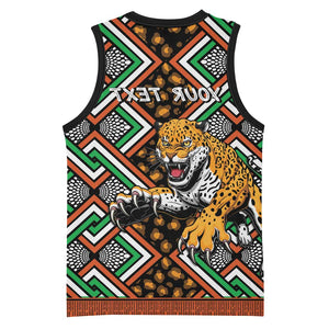 Personalized Afro Niger Basketball Jersey Leopard Ankara African Pattern - African Pride