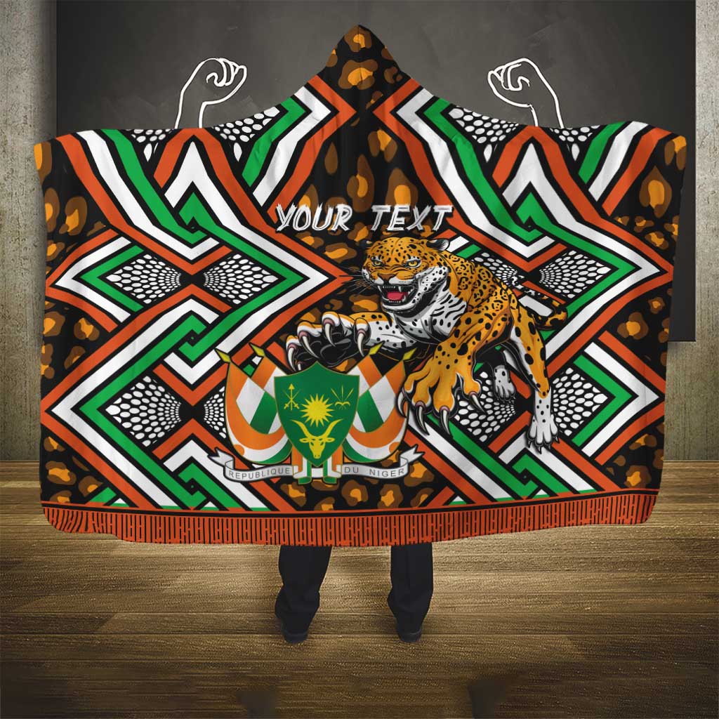 Personalized Afro Niger Hooded Blanket Leopard Ankara African Pattern