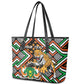 Personalized Afro Niger Leather Tote Bag Leopard Ankara African Pattern
