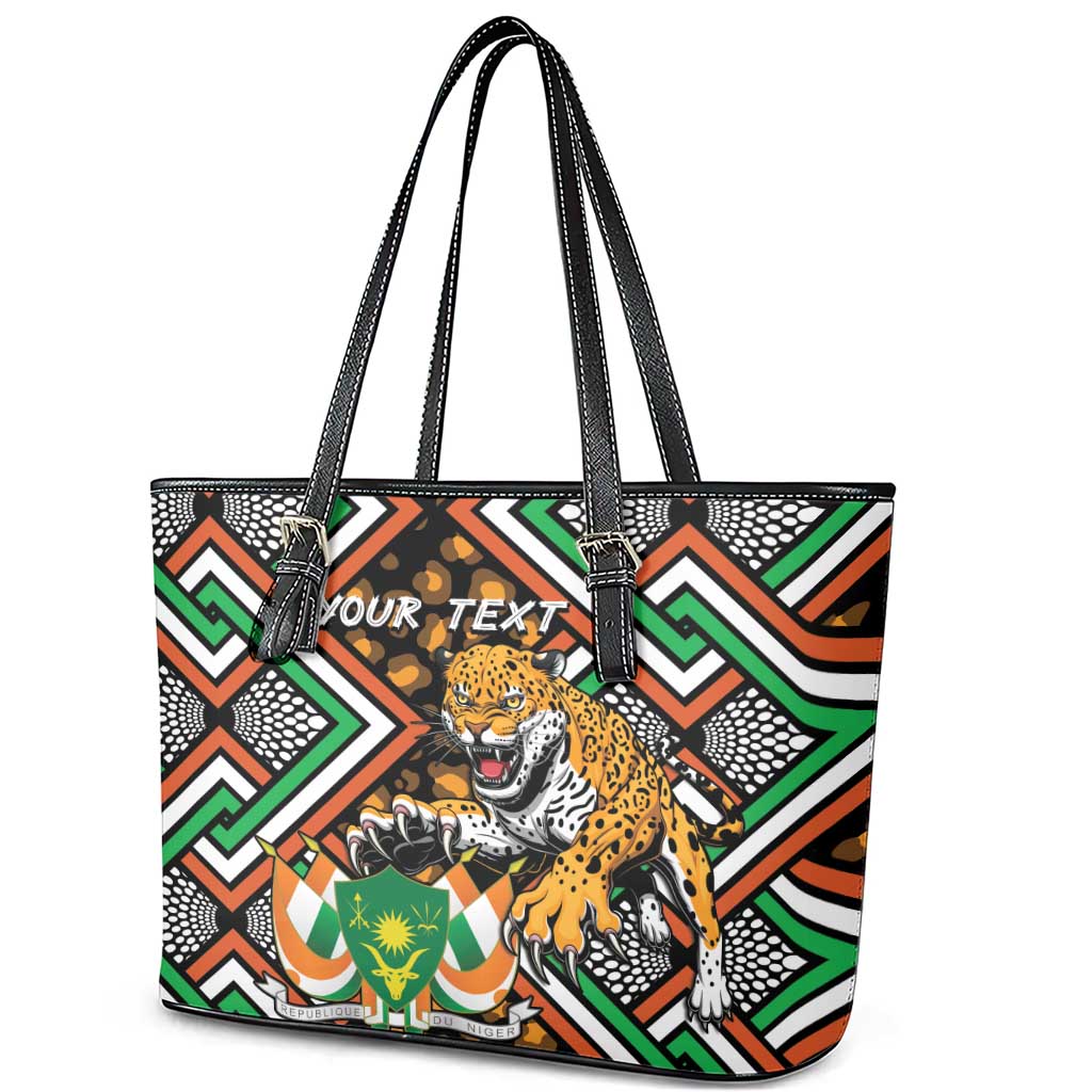Personalized Afro Niger Leather Tote Bag Leopard Ankara African Pattern