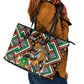 Personalized Afro Niger Leather Tote Bag Leopard Ankara African Pattern