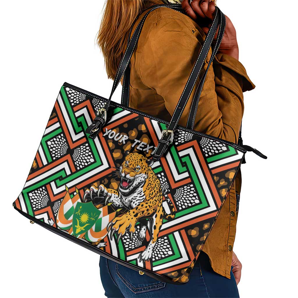 Personalized Afro Niger Leather Tote Bag Leopard Ankara African Pattern