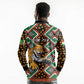 Personalized Afro Niger Long Sleeve Polo Shirt Leopard Ankara African Pattern
