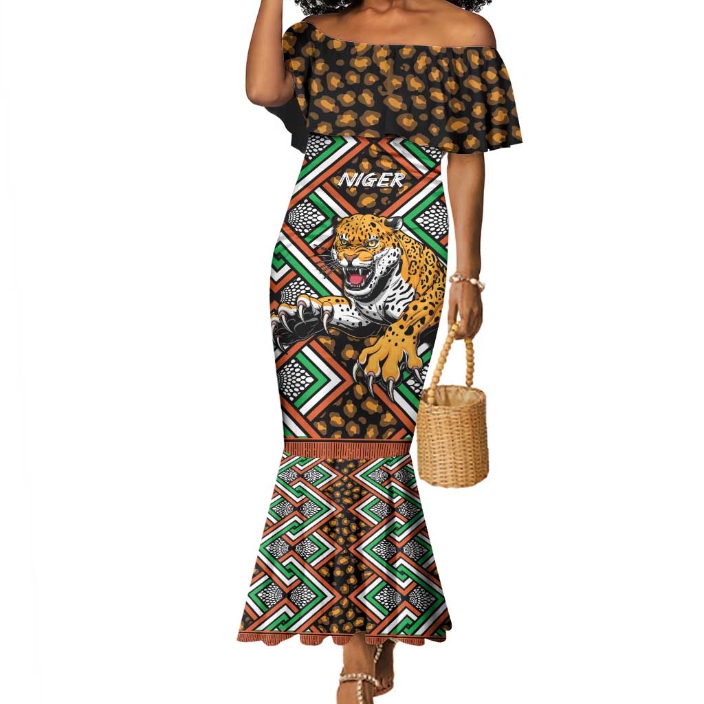 Personalized Afro Niger Mermaid Dress Leopard Ankara African Pattern