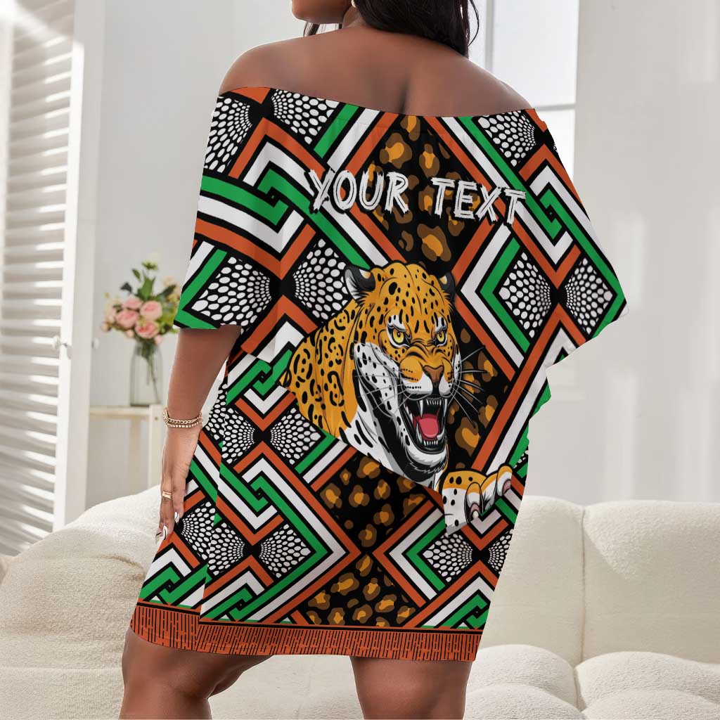 Personalized Afro Niger Off Shoulder Short Dress Leopard Ankara African Pattern
