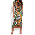 Personalized Afro Niger Short Sleeve Bodycon Dress Leopard Ankara African Pattern LT14