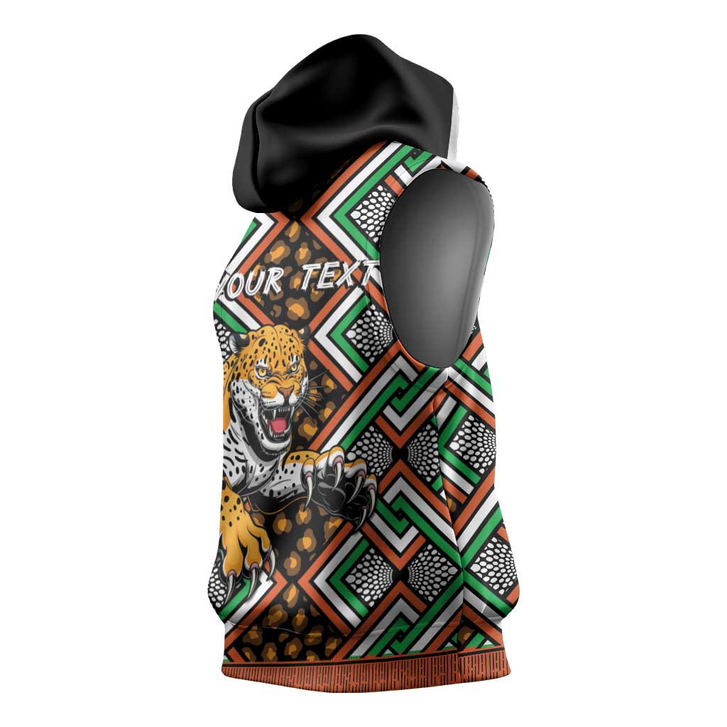 Personalized Afro Niger Sleeveless Hoodie Leopard Ankara African Pattern - African Pride