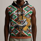 Personalized Afro Niger Sleeveless Zip Hoodie Leopard Ankara African Pattern - African Pride