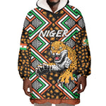 Personalized Afro Niger Wearable Blanket Hoodie Leopard Ankara African Pattern