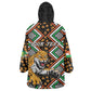 Personalized Afro Niger Wearable Blanket Hoodie Leopard Ankara African Pattern