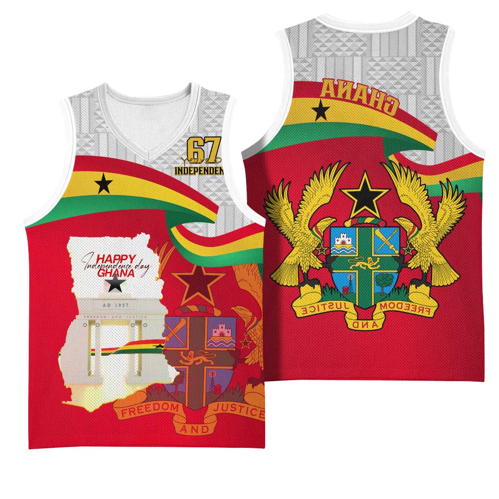 Ghana Independence Day Basketball Jersey Gana Map Happy 67 Years Anniversary - African Pride