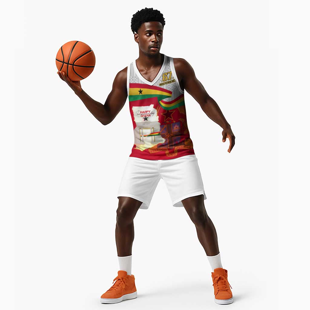 Ghana Independence Day Basketball Jersey Gana Map Happy 67 Years Anniversary - African Pride