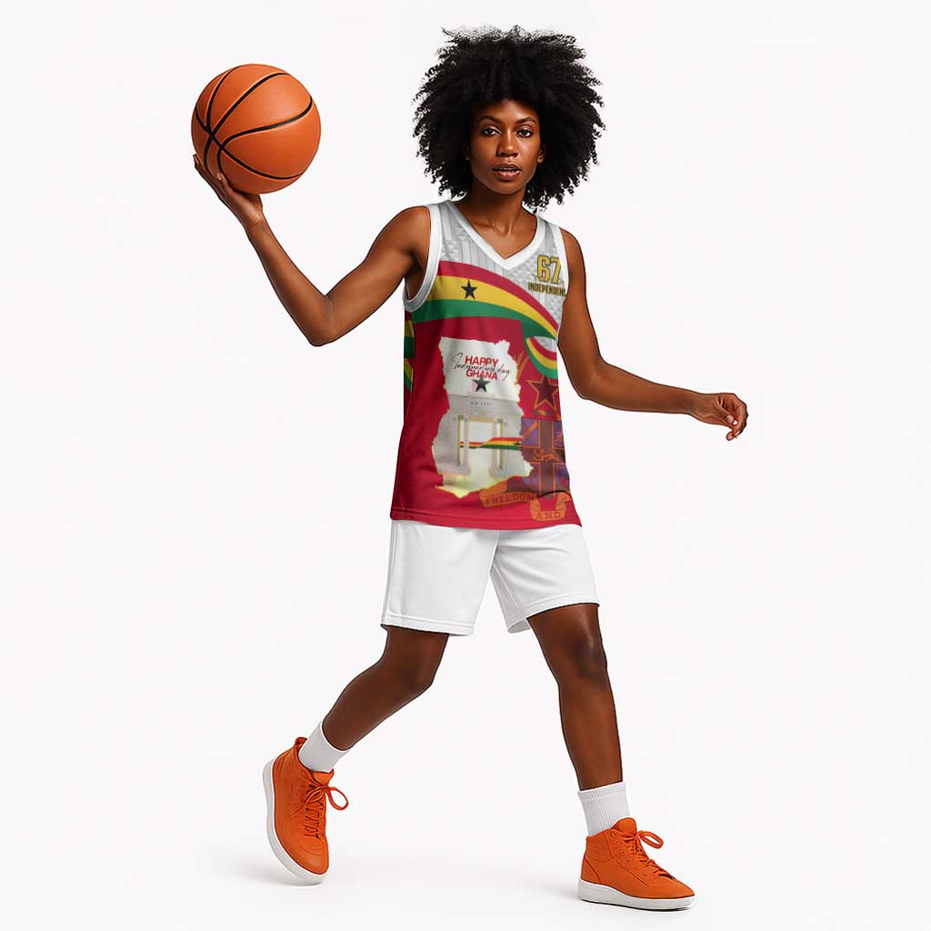 Ghana Independence Day Basketball Jersey Gana Map Happy 67 Years Anniversary - African Pride