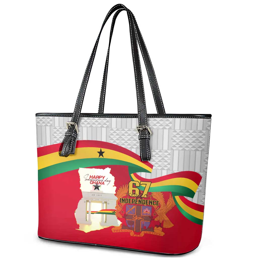 Ghana Independence Day Leather Tote Bag Gana Map Happy 67 Years Anniversary