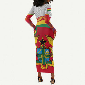 Ghana Independence Day Long Sleeve Bodycon Dress Gana Map Happy 67 Years Anniversary LT14