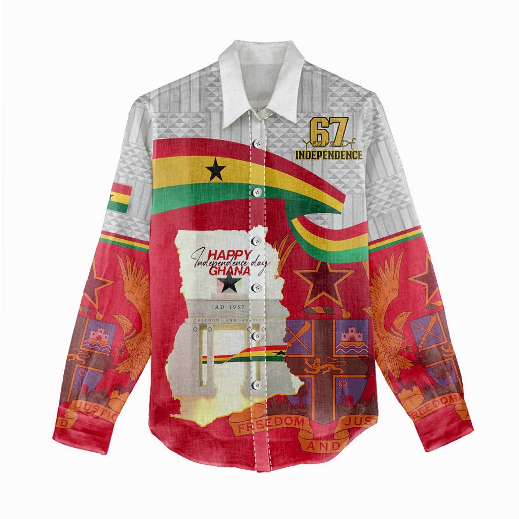 Ghana Independence Day Women Casual Shirt Gana Map Happy 67 Years Anniversary LT14