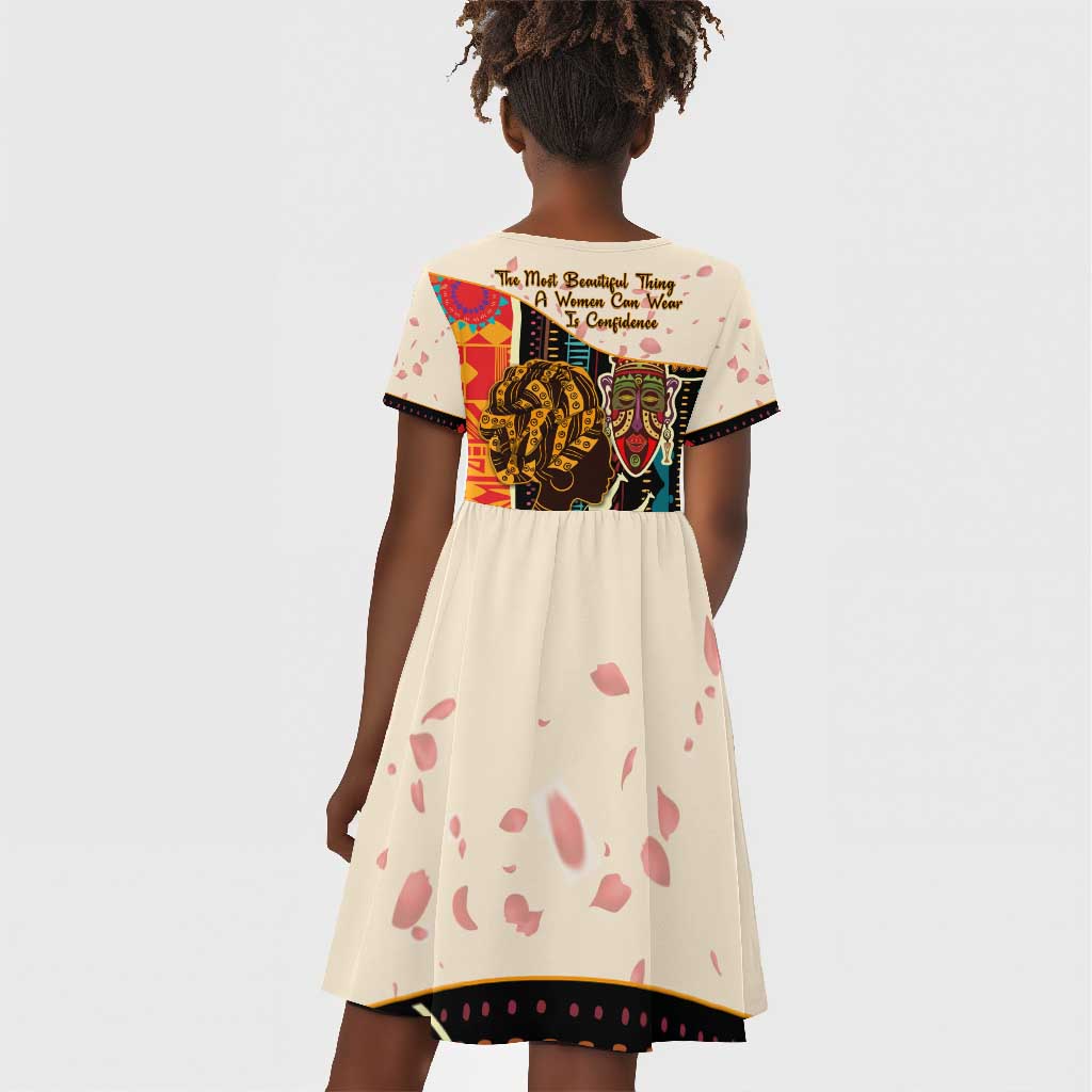 Africa International Women Day Kid Short Sleeve Dress African Pattern