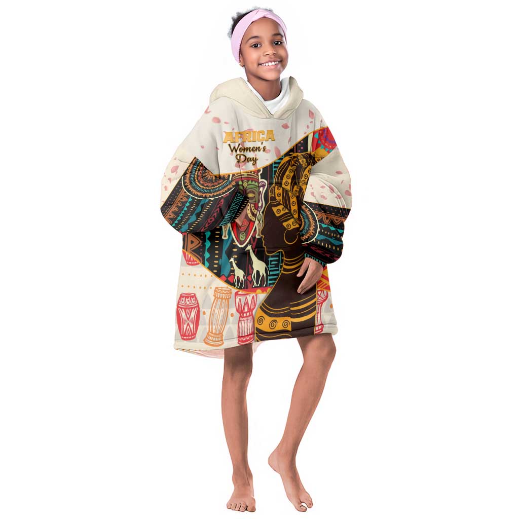 Africa International Women Day KId Wearable Blanket Hoodie African Pattern