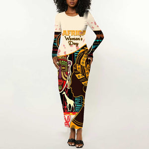 Africa International Women Day Long Sleeve Bodycon Dress African Pattern LT14