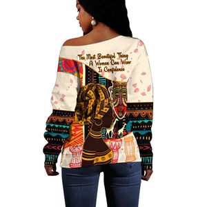 Africa International Women Day Off Shoulder Sweater African Pattern