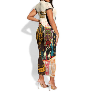 Africa International Women Day Short Sleeve Bodycon Dress African Pattern LT14