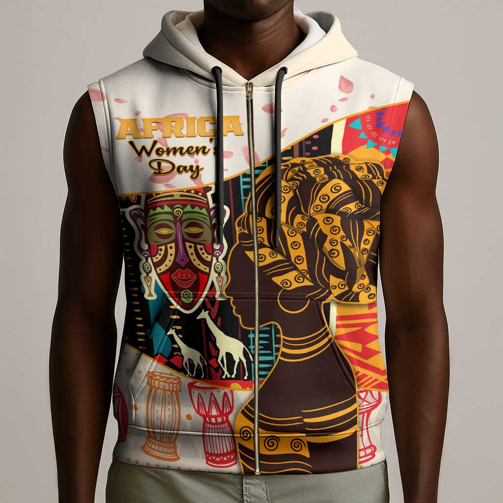 Africa International Women Day Sleeveless Zip Hoodie African Pattern - African Pride