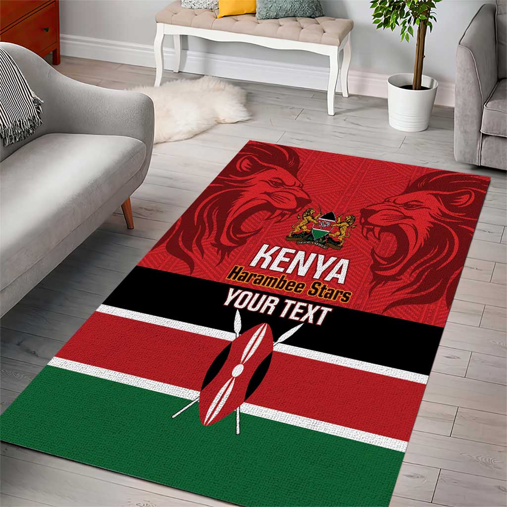 Custom Kenya Football Area Rug Go Harambee Stars African Pattern