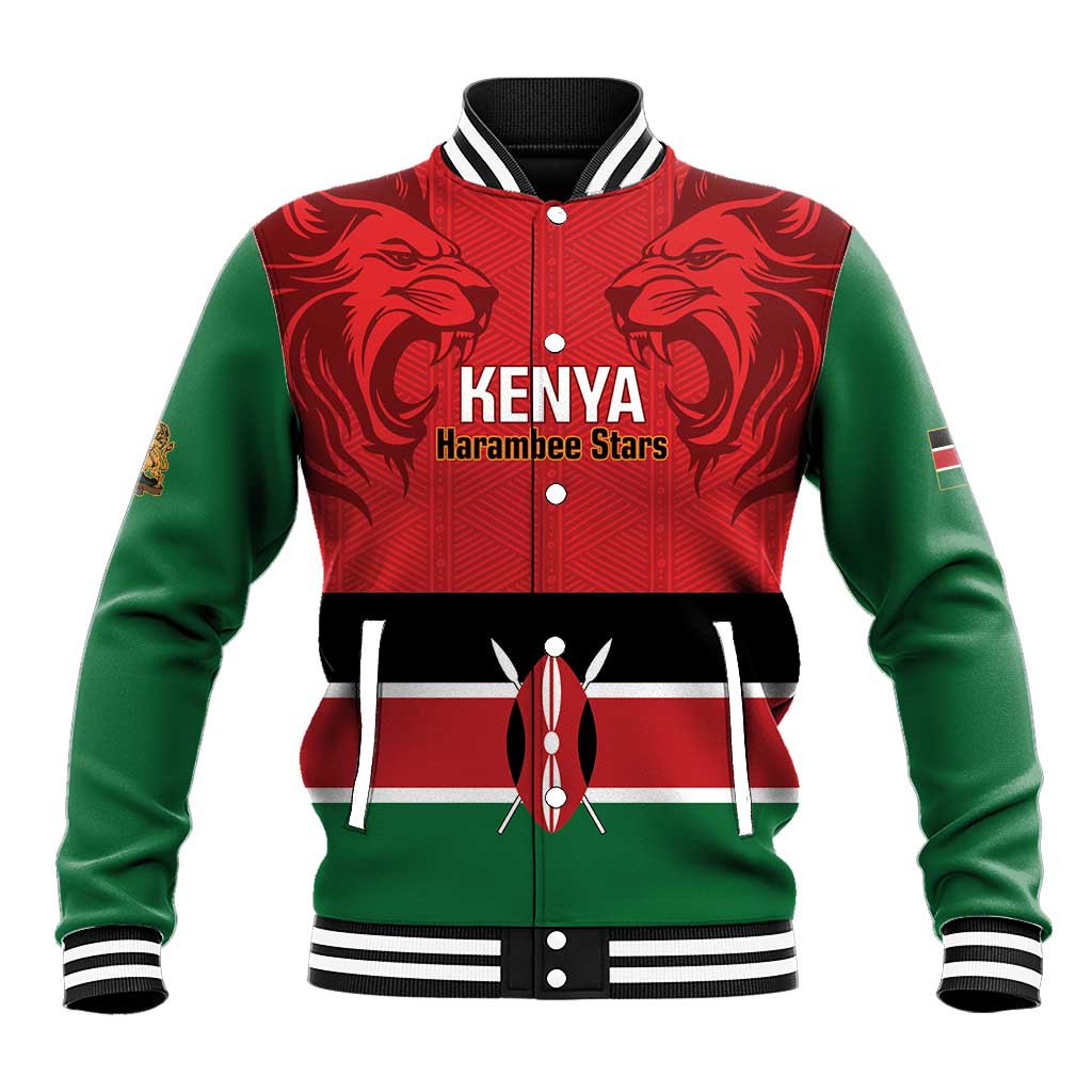 Custom Kenya Football Baseball Jacket Go Harambee Stars African Pattern