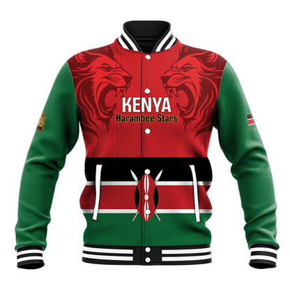 Custom Kenya Football Baseball Jacket Go Harambee Stars African Pattern