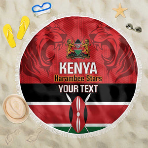 Custom Kenya Football Beach Blanket Go Harambee Stars African Pattern