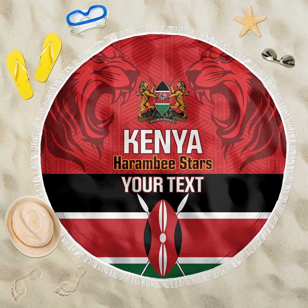 Custom Kenya Football Beach Blanket Go Harambee Stars African Pattern