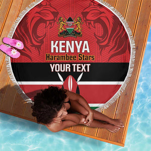 Custom Kenya Football Beach Blanket Go Harambee Stars African Pattern