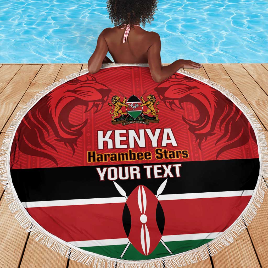 Custom Kenya Football Beach Blanket Go Harambee Stars African Pattern