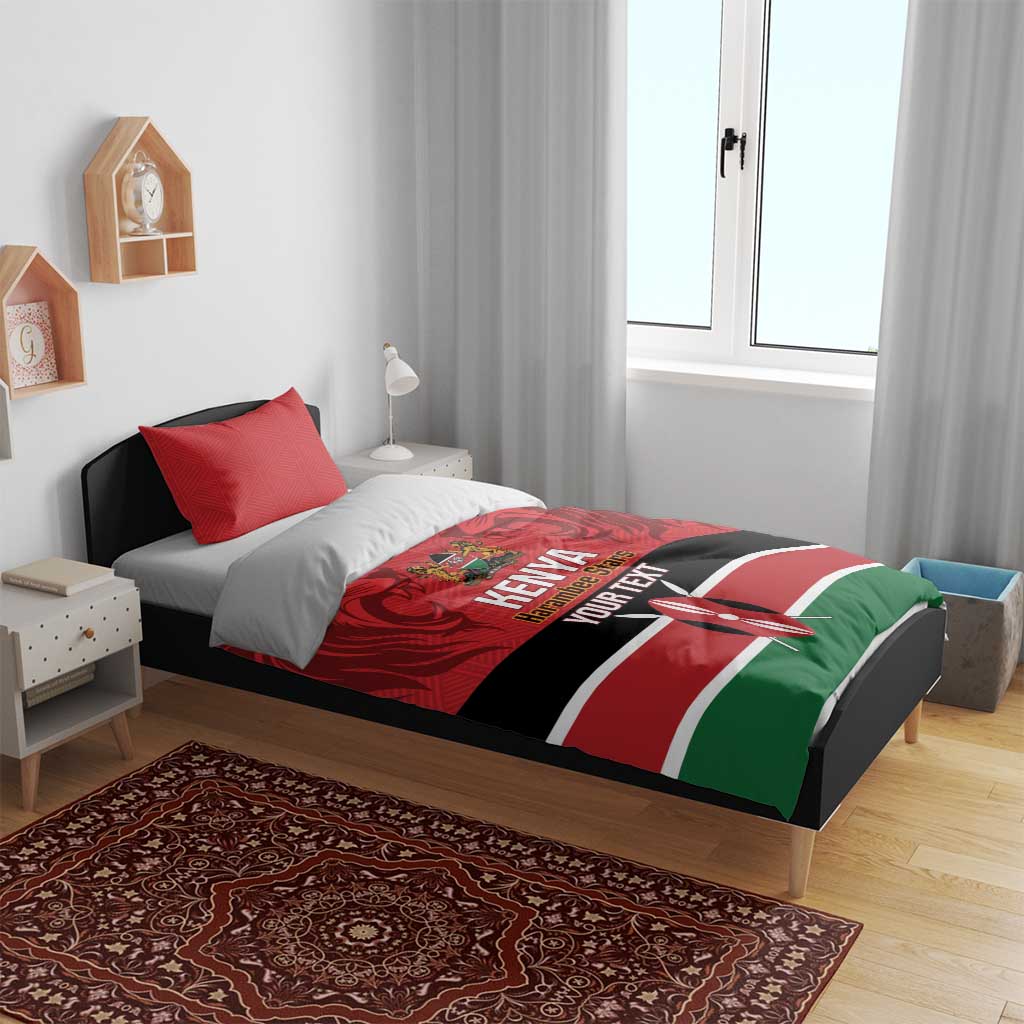 Custom Kenya Football Bedding Set Go Harambee Stars African Pattern