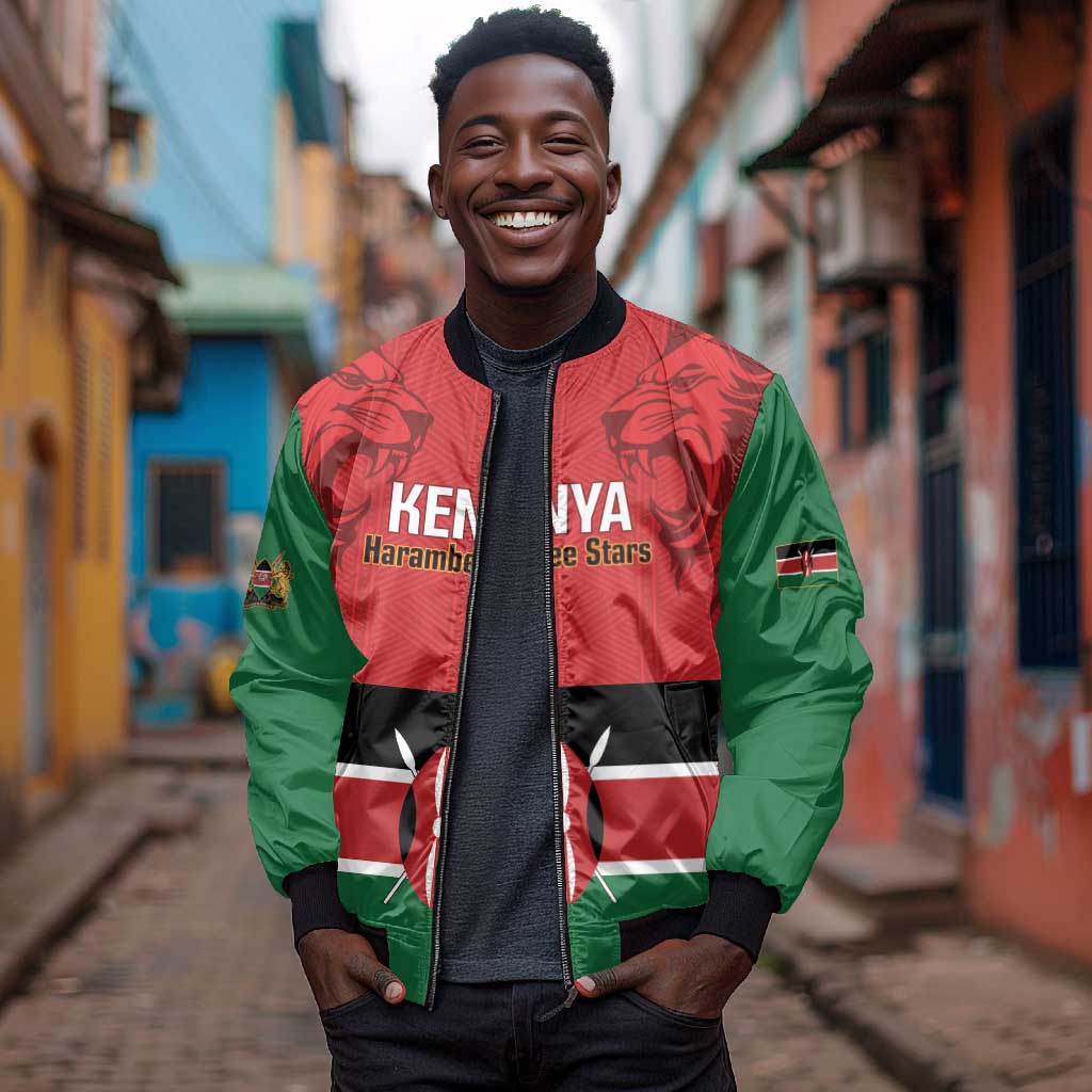 Custom Kenya Football Bomber Jacket Go Harambee Stars African Pattern