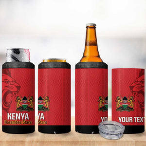 Custom Kenya Football 4 in 1 Can Cooler Tumbler Go Harambee Stars African Pattern