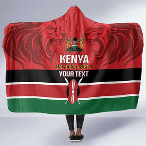 Custom Kenya Football Hooded Blanket Go Harambee Stars African Pattern